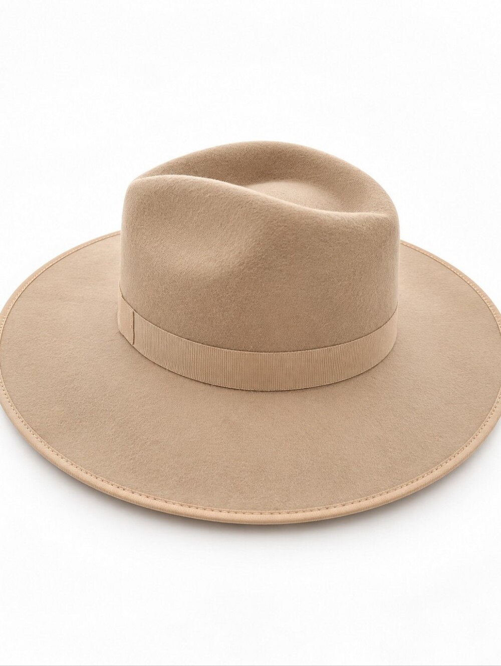 Olive & Pique | 100% Wool Wide Brim Fedora Hat |  Beige Tan | 22" - Picture 6 of 11